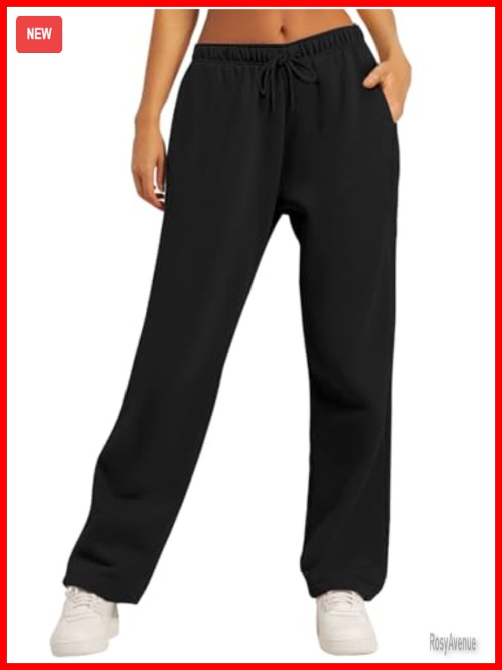 Fleece Lined Straight Leg Sweatpants with Pockets, Soft Lounge Joggers